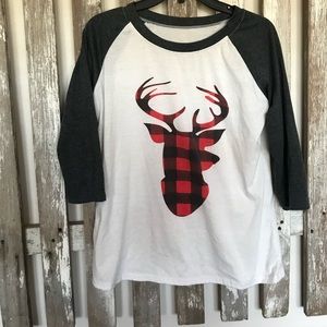 Buffalo Plaid Deer baseball shirt